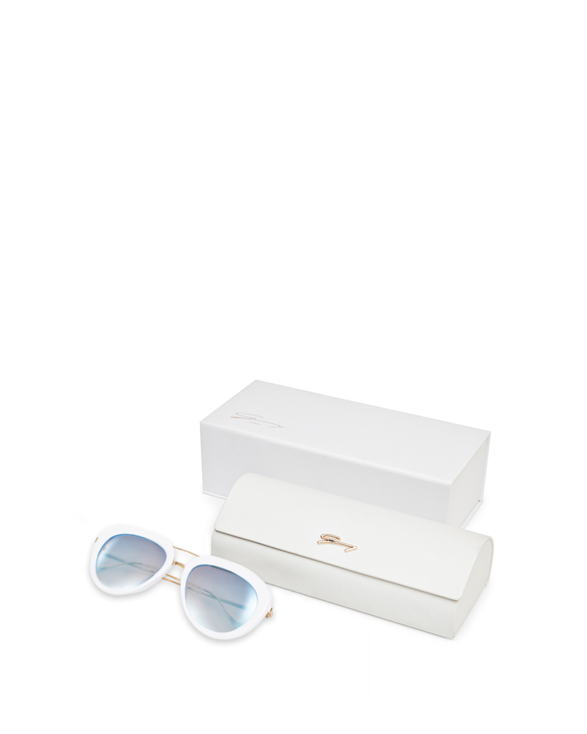 White aviator sunglasses with gradient lenses | Sunglasses, Ricercabili | Genny